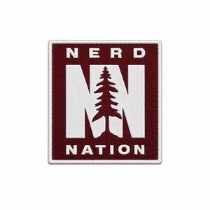 Nerd Nation Embroidered Patch – Maroon White Pine Tree Badge