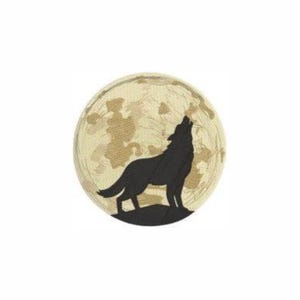 Howling Wolf Full Moon Embroidered Patch – Black Gold Wildlife Badge