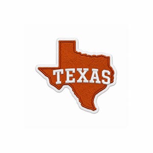Texas State Shape Embroidered Patch – Burnt Orange Outline Badge