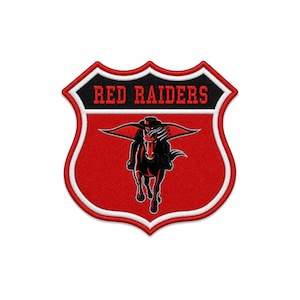 Aufnäher mit rotem Räuberschild – Rot-schwarzes Westernreiter-Abzeichen