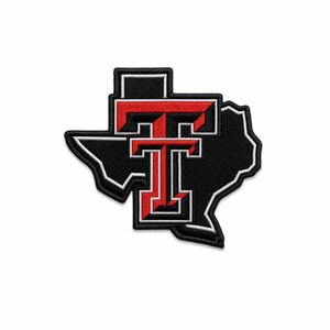Texas Double T Embroidered Patch – Red Black State Badge