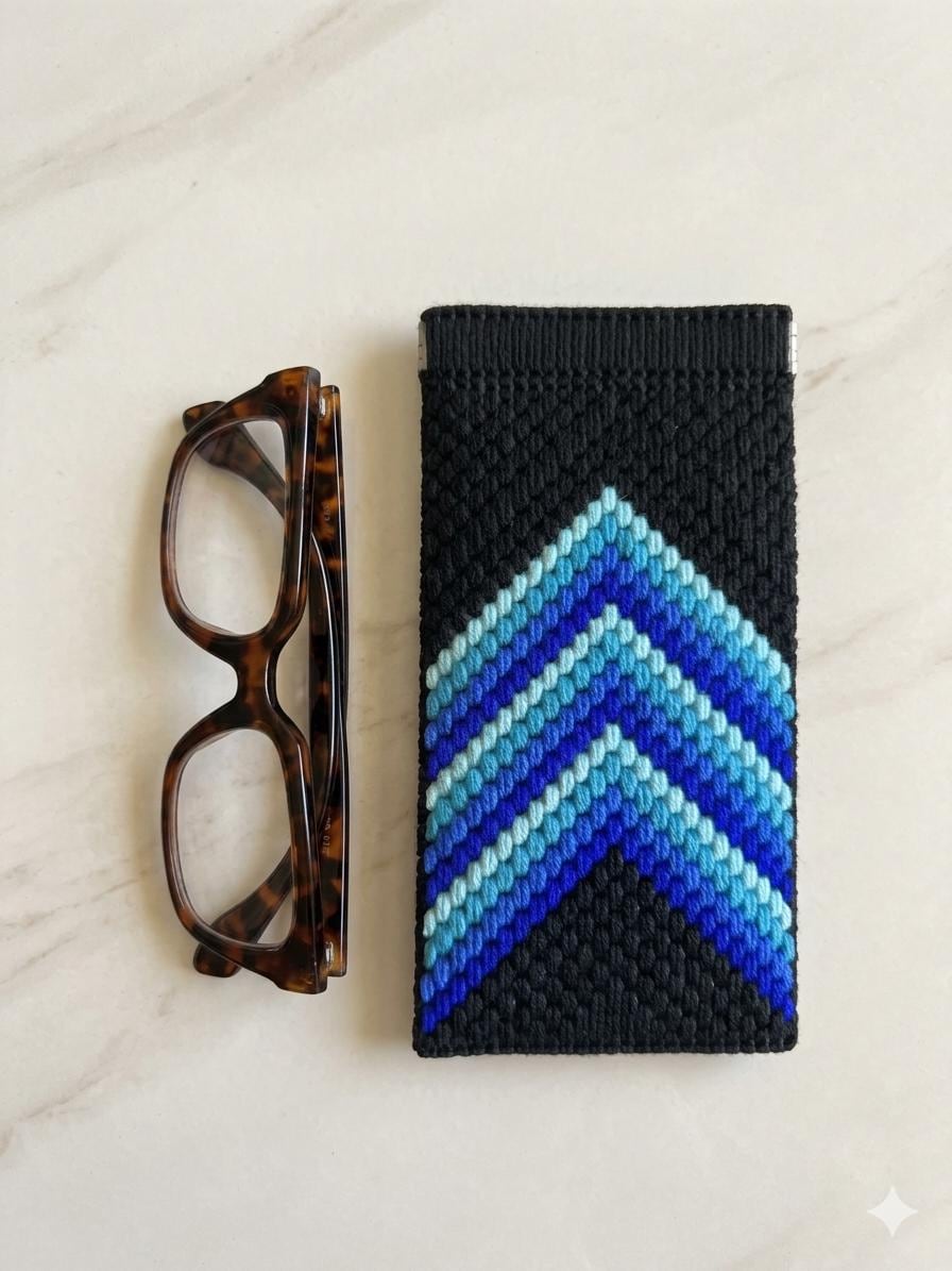 39 Best Eyeglasses Cases: Stylish and Protective Options for Your Eyewear 13 Handmade Needlepoint Eyeglasses Case - Black & Blue Chevron, Plastic…