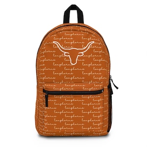 Texas Longhorns Backpack, UT longhorn College Bag, University of Texas Gift, Hook Em Horns Backpack, ut austin back to school, burnt orange