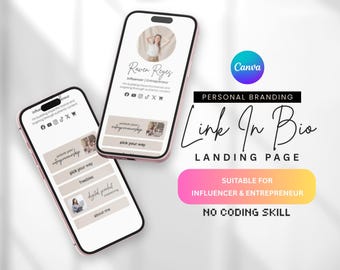 Link in Bio Canva Template for Personal Branding – Editable Instagram Landing Page for Influencers & Entrepreneurs – Mobile Optimized
