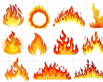 Fire Flames SVG Bundle: ClipArt Graphics (Digital Download)