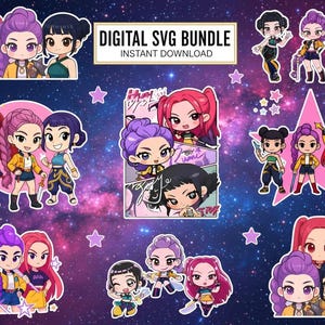 Kpop Demon Hunters Png Bundle, Saja Girls Png, Girl Dinner Png, Huntrix Merch Anime Lover Gift,Fan Art Png, Digital Download, Sublimation
