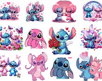 Stitch and Angel SVG Bundle, Stitch Svg, Png, Stitch Couple Svg, Stitch Love Svg, Angel, Stitch With Angel Svg Png, Stitch Tshirt