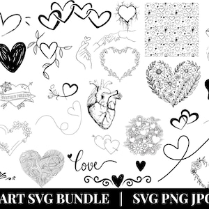 Heart svg Bundle | Hand Drawn Heart clipart | Valentine’s Day svg | Love Doodle svg | Instant Download | SVG PNG JPG Files | heart svg