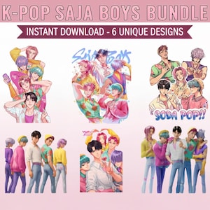 Paquete PNG de KPOP Huntrix / Saja Boys y Demon Hunters png / Mercancía de anime / Derpy Tiger / Hunter PNG / Regalos para fans de Saja Boys