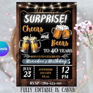 Cheers & Beers Birthday Invitation: Editable Beer Party Invite (Digital Download)