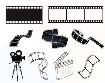 Movie Film Strip SVG Bundle: Clipart, Camera Reel Ticket (Digital Download)