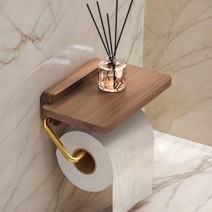 Porta fazzoletti in legno per il bagno – Distributore di asciugamani di carta a parete – Supporto e mensola per riporre la carta igienica – Accessori per il bagno