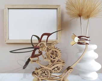 3D Wooden Mechanical Hummingbird Model DIY Craft Kit, Hand-Assembled Educational Ornament for Adults and Children