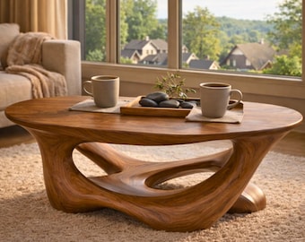 Handcrafted Solid Wood Coffee Table – Organic Root-Style Design for Natural Living Spaces