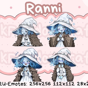 Elden Ring Ranni Emotes (Pack 2) - Ready to Use Cute Chibi Emotes for Discord, Youtube, Twitch, etc