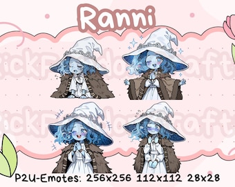 Emotes de Ranni de Elden Ring (paquete 2): emoticones Chibi adorables listos para usar en Discord, YouTube, Twitch, etc.