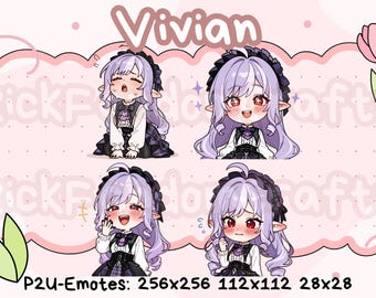 Emotes de Vivian Banshee de Zenless Zone Zero (paquete 2): lindos emotes Chibi listos para usar en Discord, YouTube, Twitch, etc.