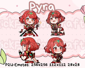 Emotes de Pyra de Xenoblade 2 (paquete 2): emoticones Chibi adorables listos para usar en Discord, YouTube, Twitch, etc.