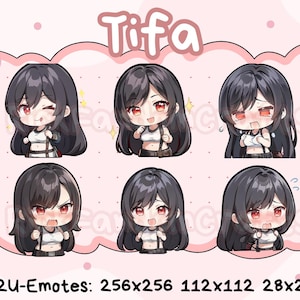 Final Fantasy 7 Tifa Emotes - Ready to Use Cute Chibi Emotes for Discord, Youtube, Twitch, etc