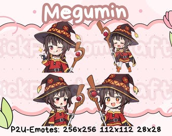 Emotes de Konosuba Megumin (paquete 1): lindos emotes Chibi listos para usar en Discord, YouTube, Twitch, etc.