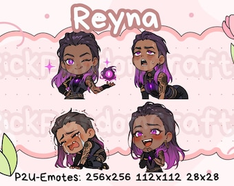 Emotes de Reyna de Valorant (paquete 1): emoticones Chibi adorables listos para usar en Discord, YouTube, Twitch, etc.