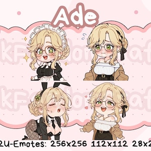 Emotes de Nikke Ade (Paquete 1) - Emotes chibi adorables listos para usar en Discord, YouTube, Twitch, etc.