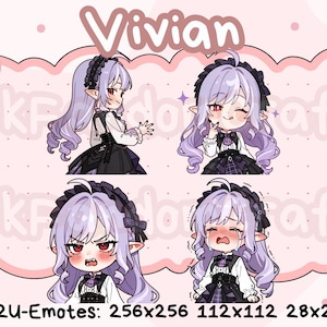 Zenless Zone Zero Vivian Banshee Emotes (Pack 1) - Ready to Use Cute Chibi Emotes for Discord, Youtube, Twitch, etc
