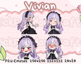 Emotes de Vivian Banshee de Zenless Zone Zero (paquete 1): lindos emotes Chibi listos para usar en Discord, YouTube, Twitch, etc.