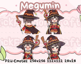 Emotes de Konosuba Megumin (paquete 2): lindos emotes Chibi listos para usar en Discord, YouTube, Twitch, etc.