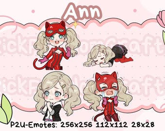 Emotes de Ann de Persona 5/P5 (Paquete 1) - Emotes chibi adorables listos para usar en Discord, YouTube, Twitch, etc.