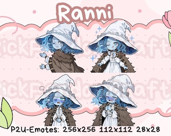 Emotes de Ranni de Elden Ring (paquete 1): emoticones Chibi adorables listos para usar en Discord, YouTube, Twitch, etc.