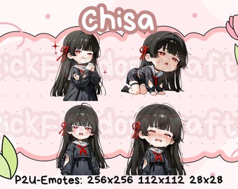 Wuthering Waves Chisa Emotes (Pack 1) - Ready to Use Cute Chibi Emotes for Discord, Youtube, Twitch, etc