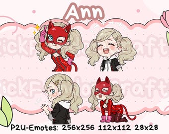 Emotes de Ann de Persona 5/P5 (Paquete 2) - Emotes chibi adorables listos para usar en Discord, YouTube, Twitch, etc.