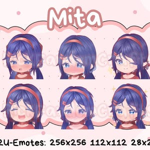 MiSide Mita Emotes - Ready to Use Cute Chibi Emotes for Discord, Youtube, Twitch, etc
