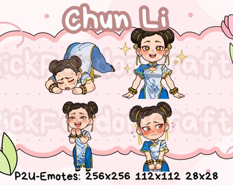 Gestos de Chun Li de Street Fighter 6 (paquete 2): emoticonos Chibi adorables listos para usar en Discord, YouTube, Twitch, etc.
