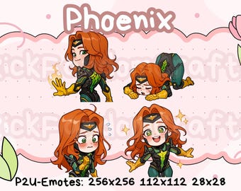Emotes de Fénix de Marvel Rivals (paquete 2): emoticones Chibi adorables listos para usar en Discord, YouTube, Twitch, etc.
