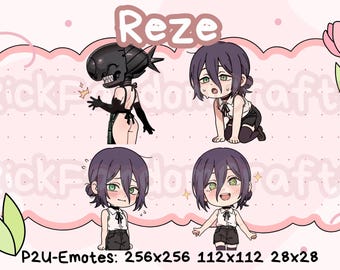 Emotes Reze (Paquete 2) - Emotes chibi adorables listos para usar en Discord, YouTube, Twitch, etc.
