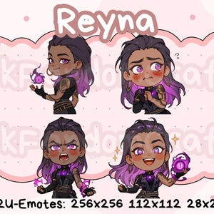 Valorant Reyna-emotes (2 stuks): kant-en-klare schattige chibi-emotes voor Discord, YouTube, Twitch, enz.
