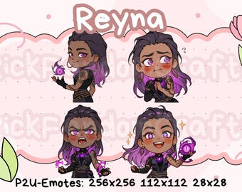 Emotes de Reyna de Valorant (paquete 2): emoticones Chibi adorables listos para usar en Discord, YouTube, Twitch, etc.