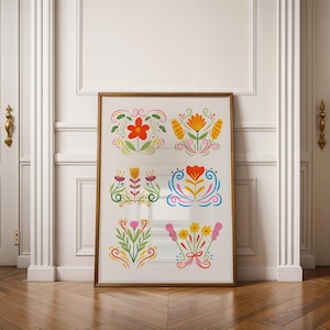Póster de flores, impresión de pared de los años 70, póster vintage, decoración cottagecore, regalo para novia, decoración de dormitorio, arte