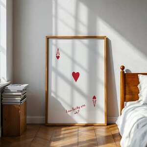 Print hoe gelukkig zijn we, hartenaaskaart, Y2K, trendy esthetische woondecoratie, leuk citaatcadeau