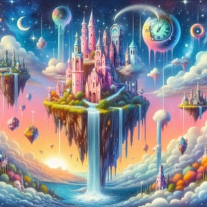 Celestial Castle Clipart x 26 Fantasy Space Island-bilder (digital nedladdning)