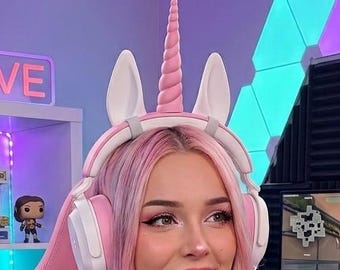 Unicorn Ears and Horn for Headphones, Headphone Accessories For Streamers,  Cute Gaming Headset Attachments, Cute streamer accessory