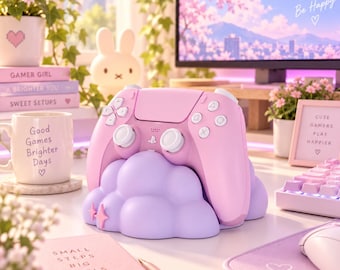 Cute Controller Holder, Cloud Controller Stand 3D Printed, Gamer Girl Desk Accessory, Pastel Gaming Decor, Gaming Gift for Her