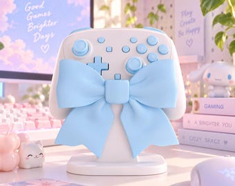 Bow Controller Stand 3D Printed, Cute Gamepad Holder, Gamer Girl Desk Decor, Kawaii Gaming Accessory, Gift for Her, PS5 Controller Holder