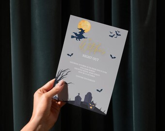 Witches Halloween Party Invitation | Editable Spooky Invite | Costume Party, Printable Digital Template, Instant Download