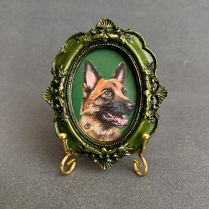 Mini ritratto di cane personalizzato, ritratto di cane dipinto a mano, ritratto di cane ad olio in cornice vintage, regalo commemorativo per cani, regalo per gli amanti degli animali domestici di piccola taglia, piccola arte