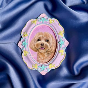 Mini custom dog portrait, tiny hand painted dogportrait, oil dog portrait in vintage frame, dog memorial gift, pup lovers gift, dog wall art
