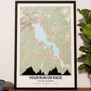 Individuell angefertigtes Singletrail Run Poster: Von Strava inspirierte Höhenkarte (Digitaler Download)