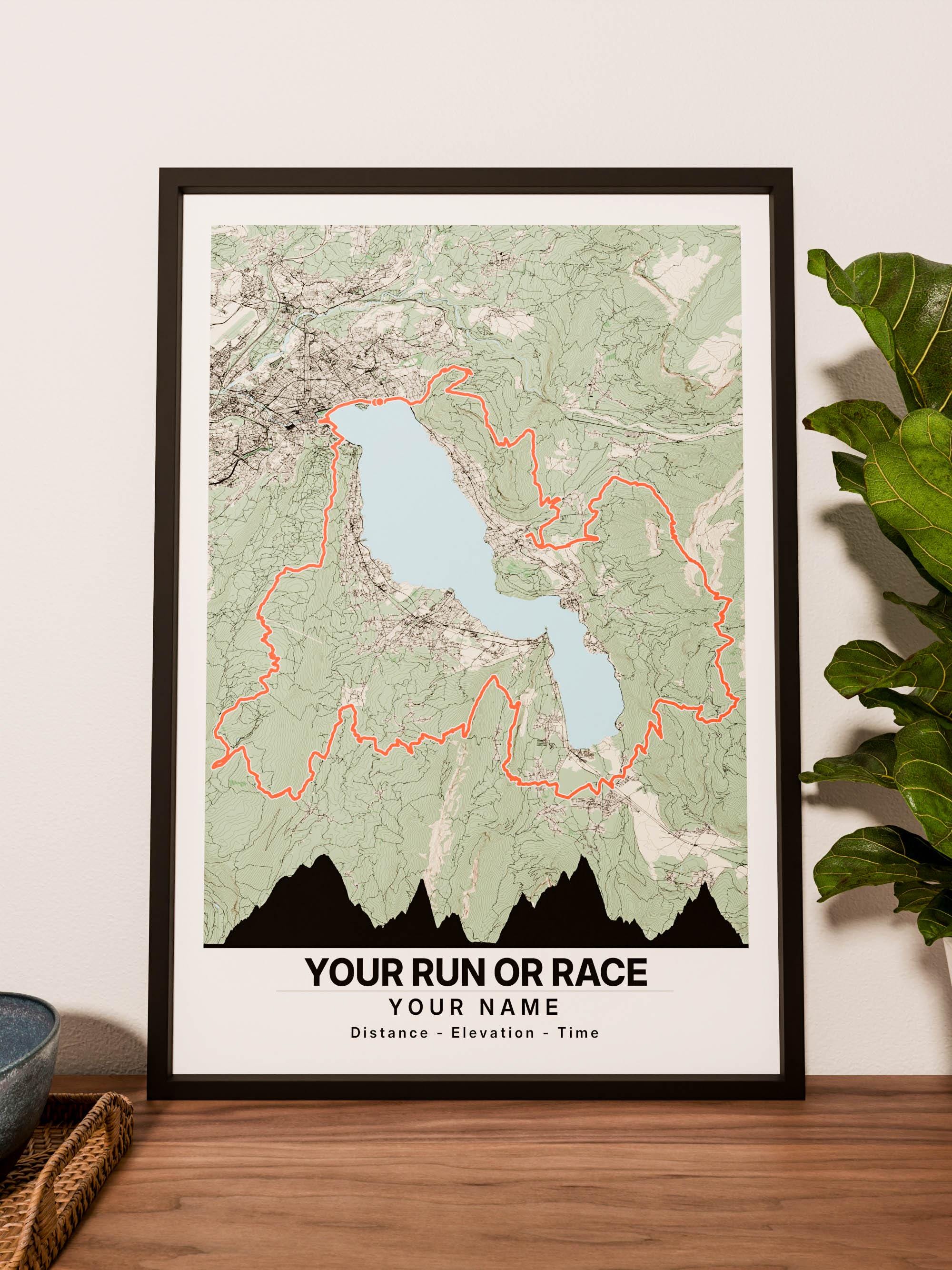 Custom Trail Map Print | Strava-style Personalized Route Elevation ...